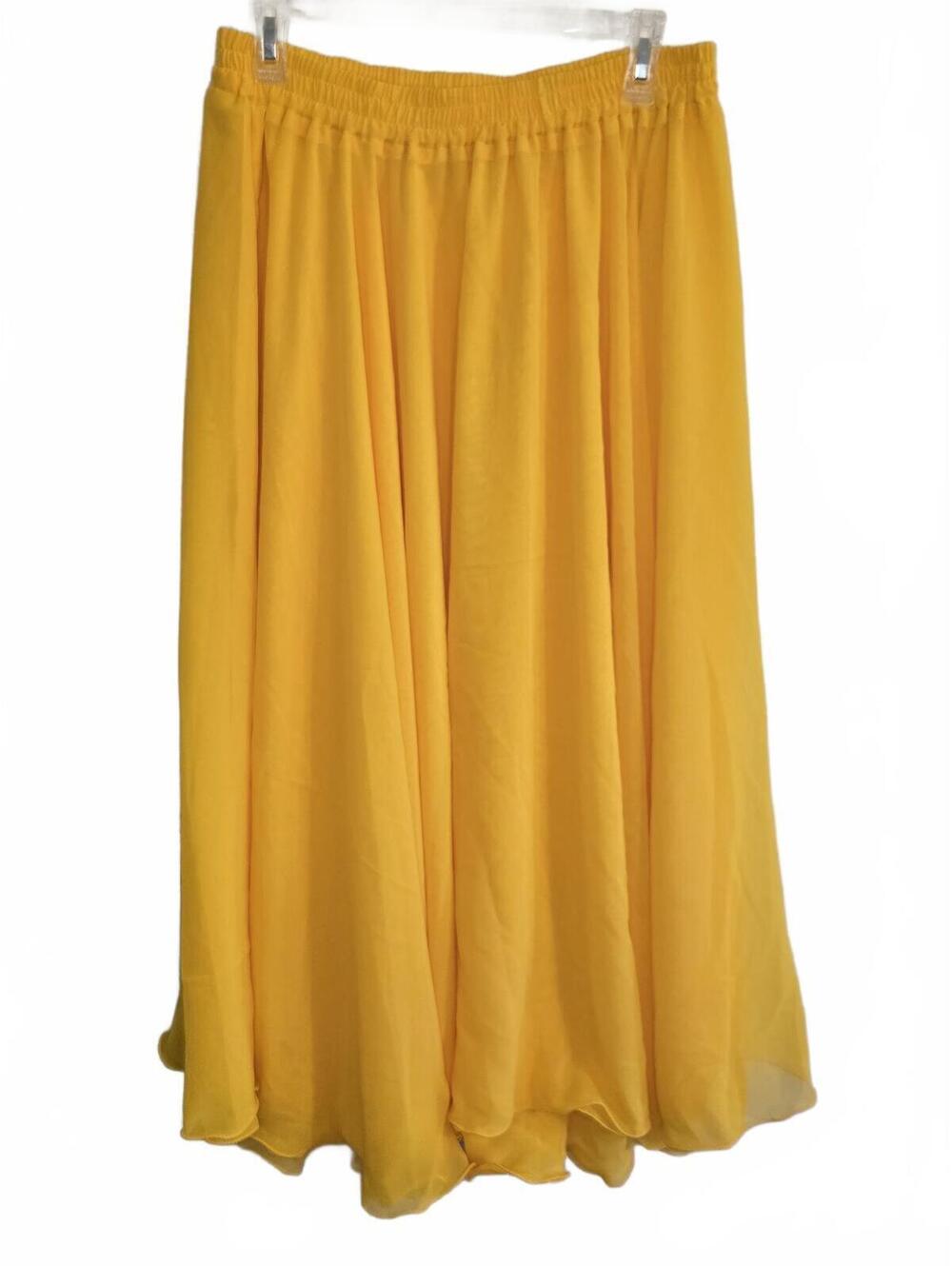Yellow Flowing Maxi Skirt with Elastic Waist